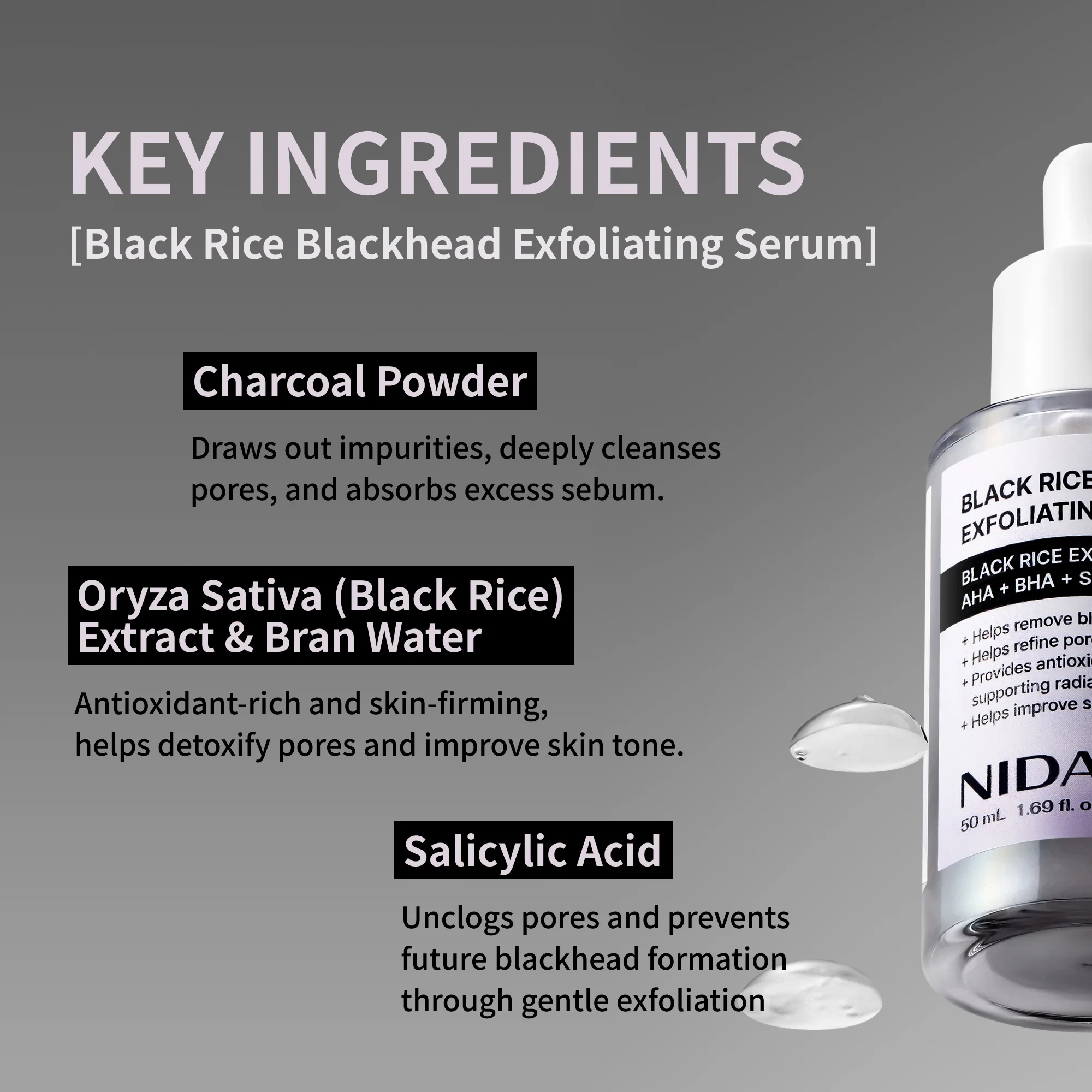 NIDA Black Rice Blackhead Exfoliating Serum - Image 5